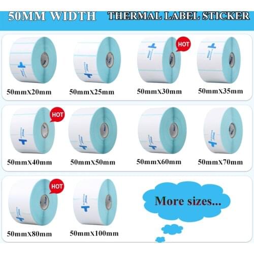 Thermal Label barcode Sticker, 1 Roll , Width 50mm, Top Thermal Paper Adhesive Stickers Zebra Godex Compatible