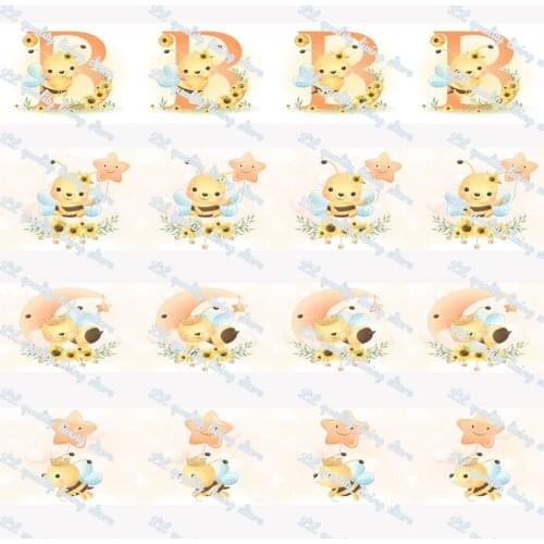 WL Cute Cartoon Bee Printed Grosgrain Ribbon Gift Wrapping Hair Accessories Christmas Diy Decoration Sewing Animal Collar