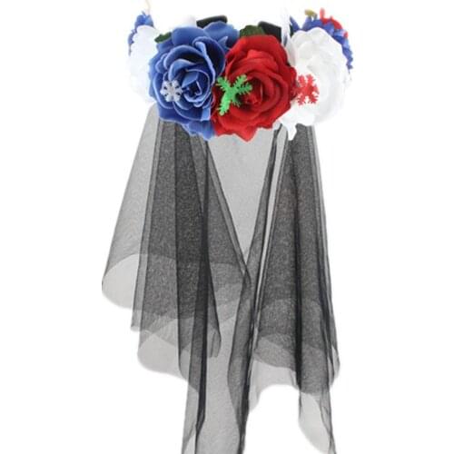 Floral Wreath for Women Bohemian Flower Headband Wedding Hair Bands Christmas Headbands Girl Headdress Headwear Party Supplies