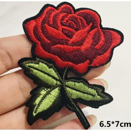 10Pcs Mix Red Rose Flower Women Embroidery Patches for T-shirt Iron on Stripes Appliques Clothes Stickers Clothing Badges
