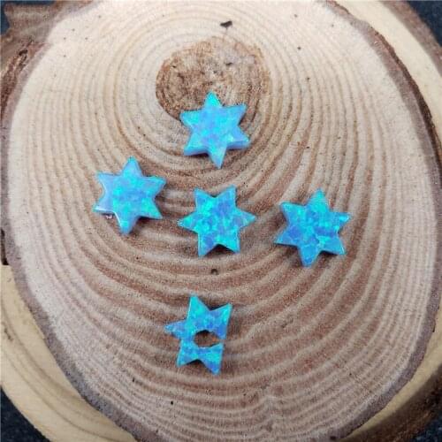 10pcs Wholesale Synthetic 10mm op06 sky blue fire Opal David star loose pendant for DIY Jewelry wholesale price high quality