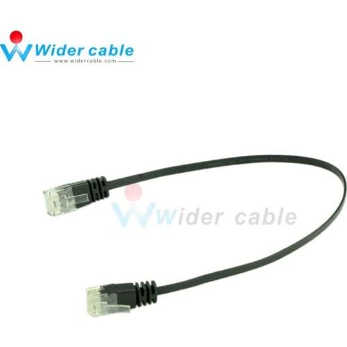 10Pieces Black Smooth Ultra Flat Cat6 Lan Patch Cable RJ45 Network Cable 0.3m Short Ethernet Cable