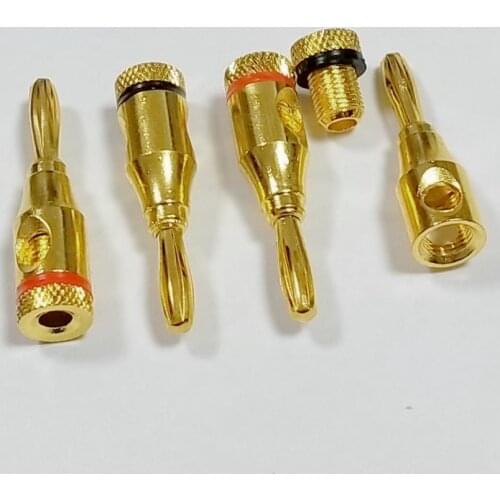 100pcs gold Musical Audio Speaker Cable Wire 4mm Banana Plug Connector New