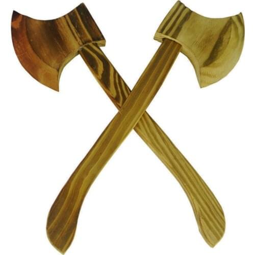 2pcs Wooden Axe Halloween Wood Hand Mini Realistic Axe Toys Children Cosplay Movie Show Tricky Weapons Mini Wooden Model Axe