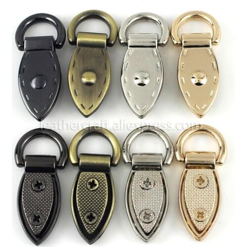 2pcs Metal Leaf Shape Bag Anchor D-ring Bag Connector Anchor Buckles With Screws Hanger hooks Bags Belts Strap Leather Craft