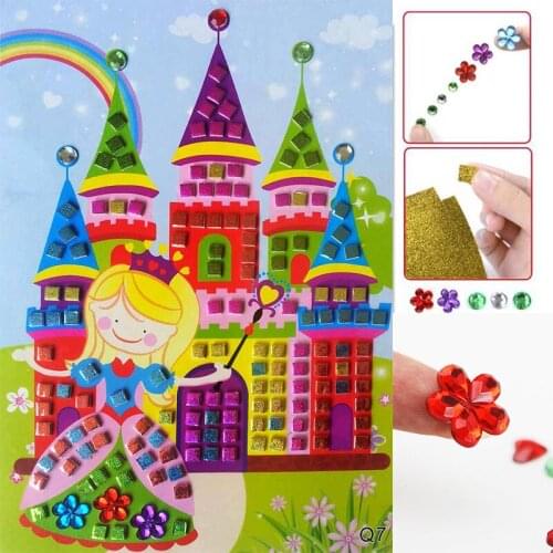 3Pcs 3D Crystal Acrylic Puzzle DIY Foam EVA Stickers Handmade Art Cartoon Creative Educational Toys For Children