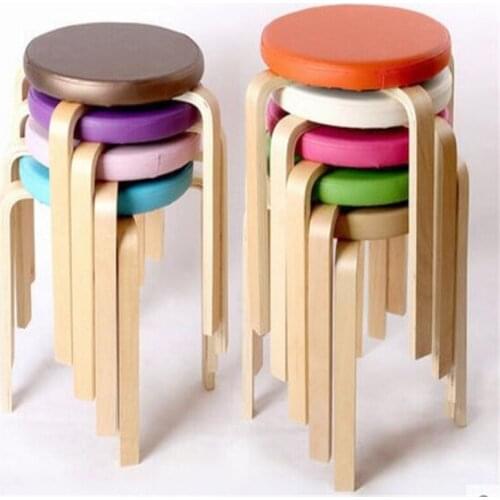 32*46cm Wooden Stool Soft PU leather Stools Living Room Dining Chair Hotel Cafe Bar Chair