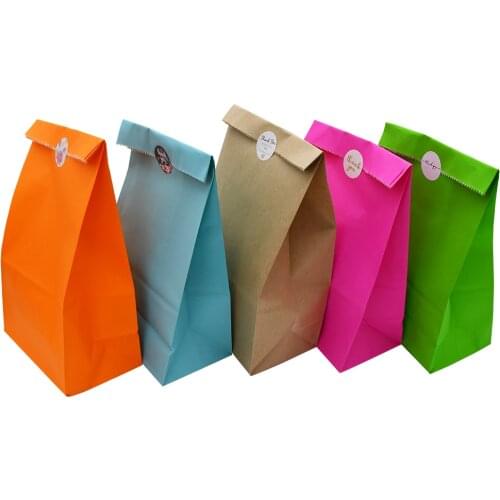 5pcs/lot mini Kraft Paper Bags Stand Up Dot bags Child Party Birthday Food Paper Kraft Seal Gift Packing Treat Bag Supplies