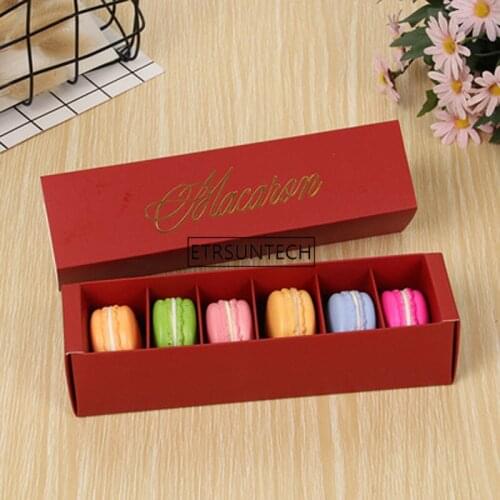 500pcs/lot fast Shipping 5 colors Dessert Macaron box 6 cavities colorful macarons pastry packaging boxes