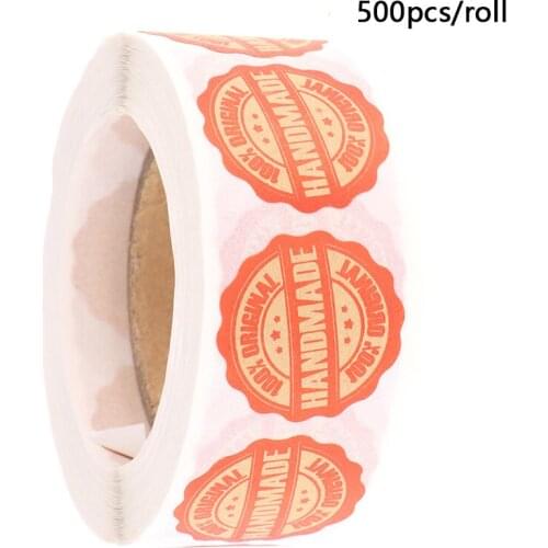 500pcs/Roll Handmade Stickers Heart 1 Inch Wedding Stickers Label For Party Favors Decoration Envelope Seals Stationery Stickers