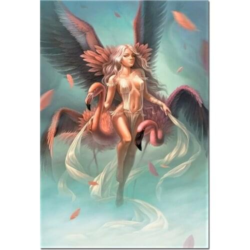 5D Diy Diamond Painting Angel Flamingo Woman Pattern Cross Stitch Full Square Round Diamond Embroidery Mosaic AnimalZP-4719