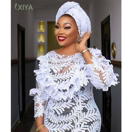 Pure White African French Guipure Lace Fabric Top Selling Lace Nigerian Cord Lace with Sequin Milk Lace for Women NI3633