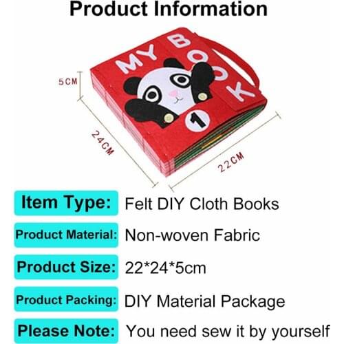 Children Early Learning Teching Toys Gift For Children Kids Education Non-Woven Felt Fabric Sewing DIY Handmade Cloth First Book