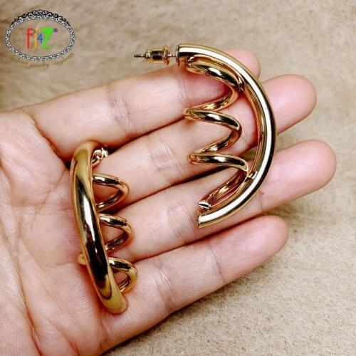 F.J4Z New Trend Earrings for Women Alloy Semi-circle Tube Spiral Club Earrings Punk Alloy Party Earring Jewelry Gifts Dropship