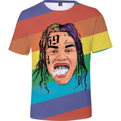 New 6IX9INE 3D Casual Tees Autumn Summer Men and Women Comfort T-Shirt Top Star 6IX9INE Fashion Harajuku 3D Short Sleeve