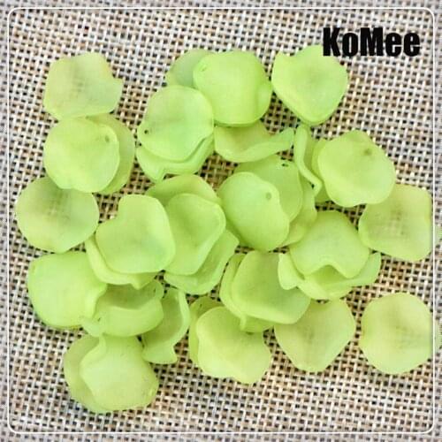 Hot Sale 1000pcs/lot Green Frosted Acrylic Petals Leaves Beads 15mm Fashion Pendant Craft Bracelet DIY Beads For Jewelry Making