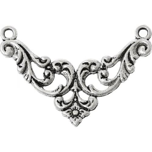 DoreenBeads Connectors Findings Triangle Silver color Hollow Pattern 3.8cm x 27.0mm,50 PCs