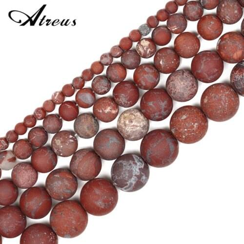 4-12mm Matte Fashion Atreus New Brick Red Natural Stone Round Beads Import Bonus For Jewelry Making Suitable For Men Or Women