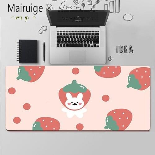 Gamer Anime Kawaii Mouse Pad Room Carpet Office Work Accessories DeskMat Xxl Non-slip Natural Rubber Pad CuteStrawberry Pattern