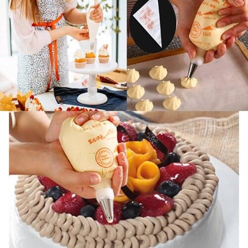 Squeeze Bag Cream Pastry Nozzle Decorate Bags Cookies 300PCS Accessories S/M/L Kitchen Tools PET Cooking Cake Decoration 100PCS