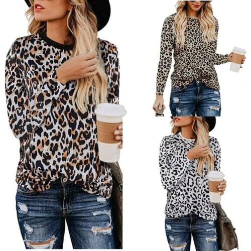2021 Autumn Women New Fashion Temperament Leopard Print Round Neck Loose Ladies Long-sleeved Pullover Printing Versatile Hoodies