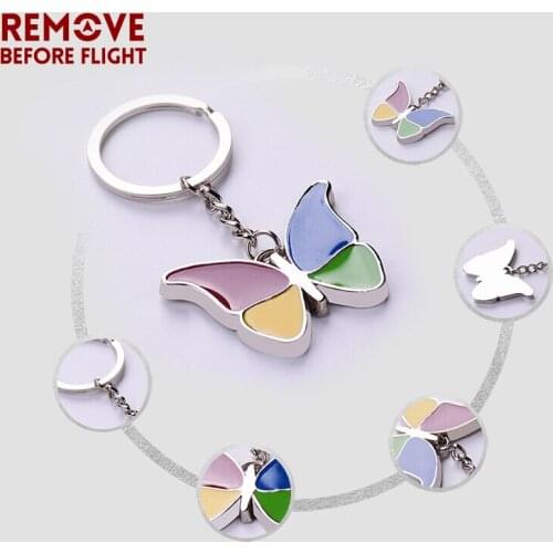 Wholesale Fashion Jewelry Enamel Colorful Butterfly Shape Keychain Women Key Chain Holder Car Bag Pendant Keyring 10 PCS/LOT
