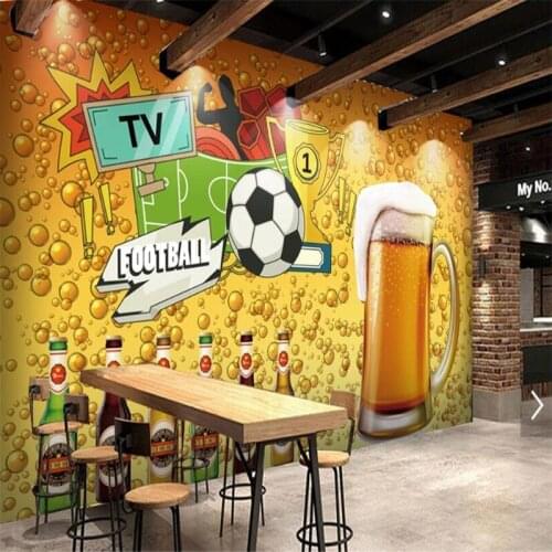 Custom Creative World Cup Football Beer Theme Industrial Decor Background 3D Mural Wallpaper Personality Bar Club Wall Paper 3D