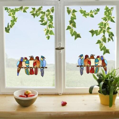 Multicolor Birds Stickers Home Creative Windows Decoration Wallpaper Cartoon Cute Stickers For Home Windows Wall Film Decoration