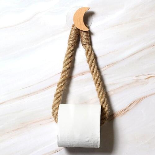 Retro Kitchen Roll Paper Accessory Hanging Rope Wall Mounted Toilet Paper Holder Tube Bathroom Decor Rack Napkin Holders