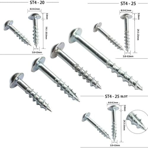 100pcs High Strength Self-tapping Screws For Pocket Hole Jig Woodworking Tool ST4-20 ST4-25