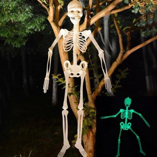 90cm Halloween Luminous Skeleton Hanging Flexible Joints Skeleton Outdoor Crazy Scary Hanging Props Party Decoration