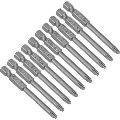 Uxcell 10 Pcs 4.5mm PH2 Magnetic Phillips Screwdriver Bits, 1/4 Inch Hex Shank 2.56-inch Length S2 Power Tool