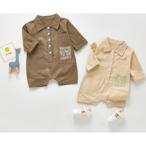 Spring New Baby Boys Long Sleeve Solid Color Bodysuit