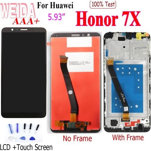 WEIDA 5.93"For Huawei Honor 7X LCD Display + Touch Screen Assembly with Frame For Honor7X BND-AL10 BND-L21/L22 Lcd