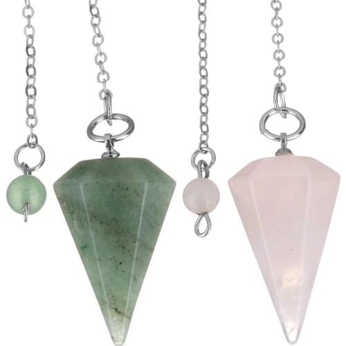YYW 2019 New Small Size Reiki Pendulum Natural Stone Amulet Healing Crystal Pendant Meditation Hexagonal Pendulums For Men Women