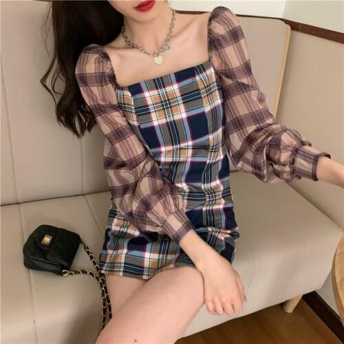 Модные платья в клетку YZAHJ China At AliExpress