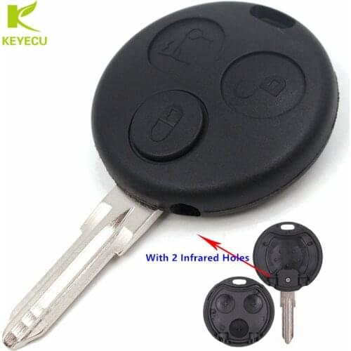KEYECU Replacement New Remote Car Key Shell Fob for Smart Fortwo Forfour Roadster City Passion 2000-2005 With 2 Infrared Holes