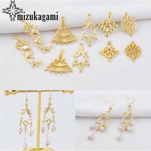 10pcs/lot copper plated 18K true gold high-quality Charms Earrings Connectors For DIY Earrings DIY earring jewelry material