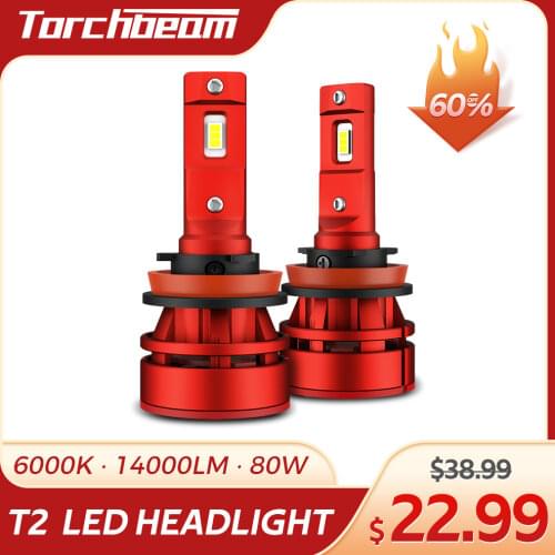 Torchbeam 2PCS H4 LED Headlight Bulbs 400% Brightness 6500K 9003 LED Bulb High/Low Beam Plug & Play Car Replacement Light Bulbs