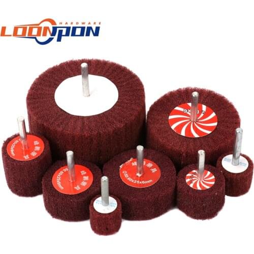20mm-100mm Non-woven Flap Sanding Wheel 320# 6mm Shank Fiber Abrasive Scouring Pad Polishing Grinding Wheel For Metal Cleaning
