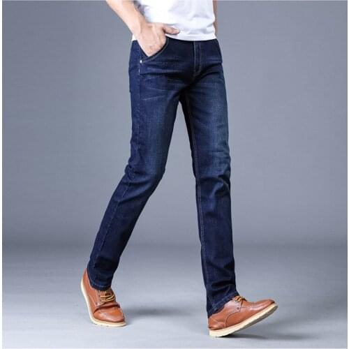2021 New Men Stretch Jeans Male Classic Elasticity Business jeans men fashion comfortable Solid slim straight long Denim
