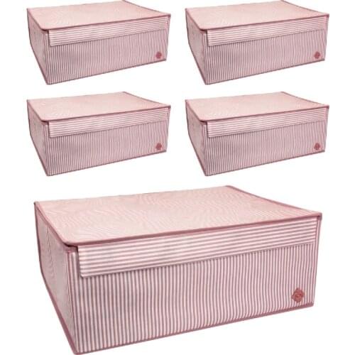 5 pcs Cap Multi-Purpose Storage Bag Box Base 50x40x19 Pink Quilt Pillow Clothes Organizer Storage arrangement Storage