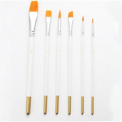 6pcs/set Nylon Oil Paint Brush Flat Painting Brush For Oil Acrylic Brush Pen pincel para pintura Art Supplies Rock Painting Kit