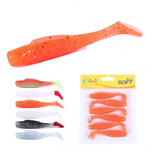 6pcs/lot New fishing lure soft bait TPR floating water T tail 8cm/5.7g set combination 6 pack soft insect bait bionic fish bait