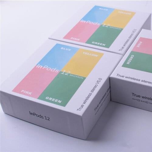 New Wireless Bluetooth Headphones i12 TWS inpods 12 Macaron V5.0 Stereo Earphones Sports Sweatproof Headphone Touch Earbuds