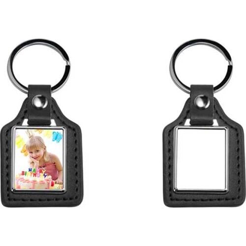 Sublimation pu leather key chain hot transfer printing Rectangles and Squares key ring diy consumables 10pcs/lot