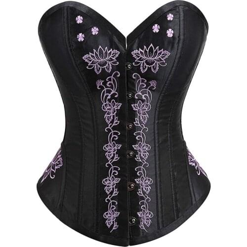 Black Corset Sexy Print Underbust Corset Steampunk Corset Fashion Retro Corset Women Slimming Corset Plus Size 2XL #2325