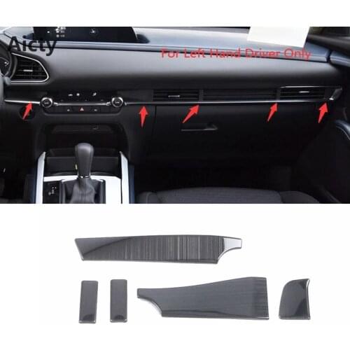 For Mazda Cx30 Cx-30 2020 2021 Steel Black Interior Accessories Center Control Strip Cover trims Molding Garnish LHD