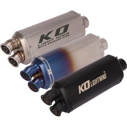 Dual-outlet 38-51mm Motorcycle Exhaust Muffler Pipe Stainless Steel Escape with 2 Removable DB Killer Dirt Bike Scooter Exhaust