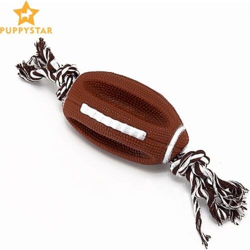 Football Rugby Toys For Dogs Chew Toy Solid Silicone Ball For Dog With Rope Dog Toys Interactive All Seasons Pet Products FF0005